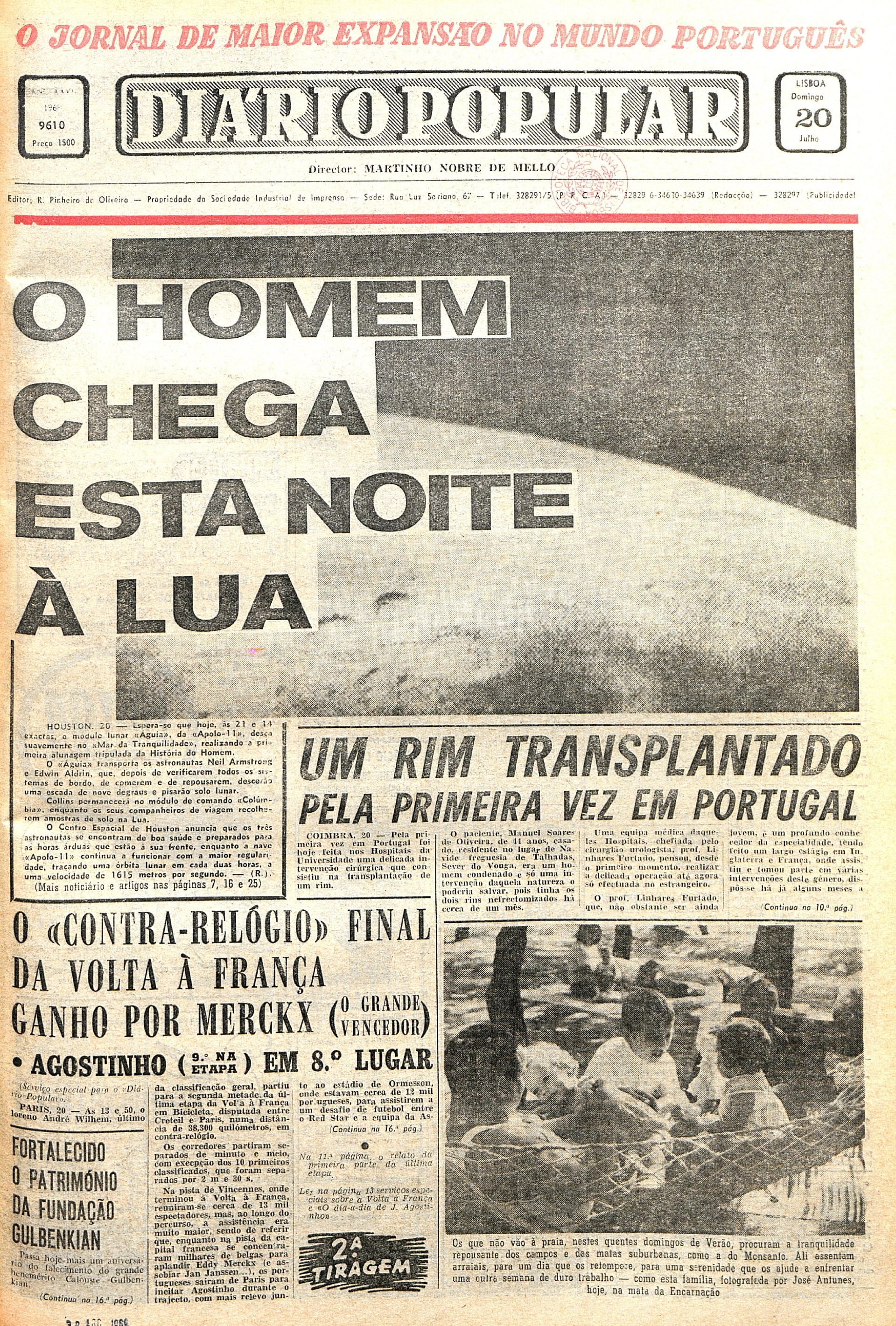  Jornal &quot;Di&aacute;rio Popular&quot; (20 julho 1969)  