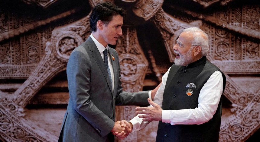 Narendra Modi e Justin Trudeau na cimeira do G20
