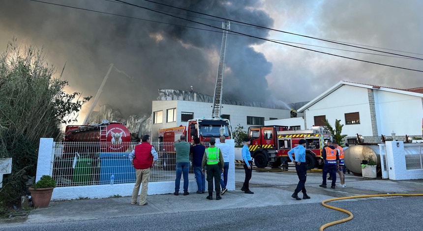 Imagem ilustrativa: Cinco bombeiros assistidos. Incêndio em Óbidos consome armazém de fruta e faz d
