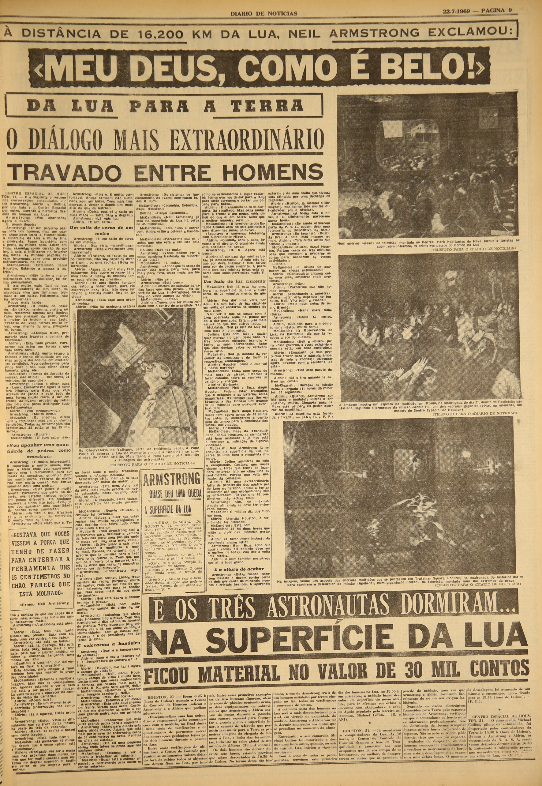  Jornal &quot;Di&aacute;rio de Not&iacute;cias&quot; (22 julho 1969)  