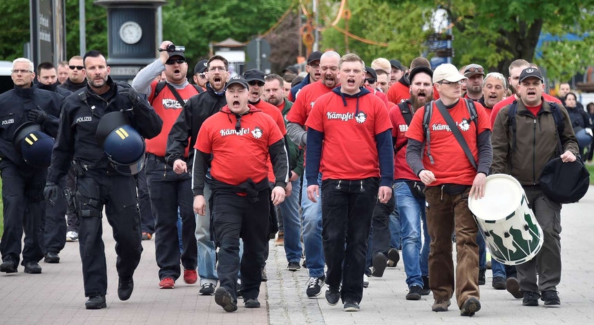 Manifestação neonazi em Chemnitz, em maio passado
