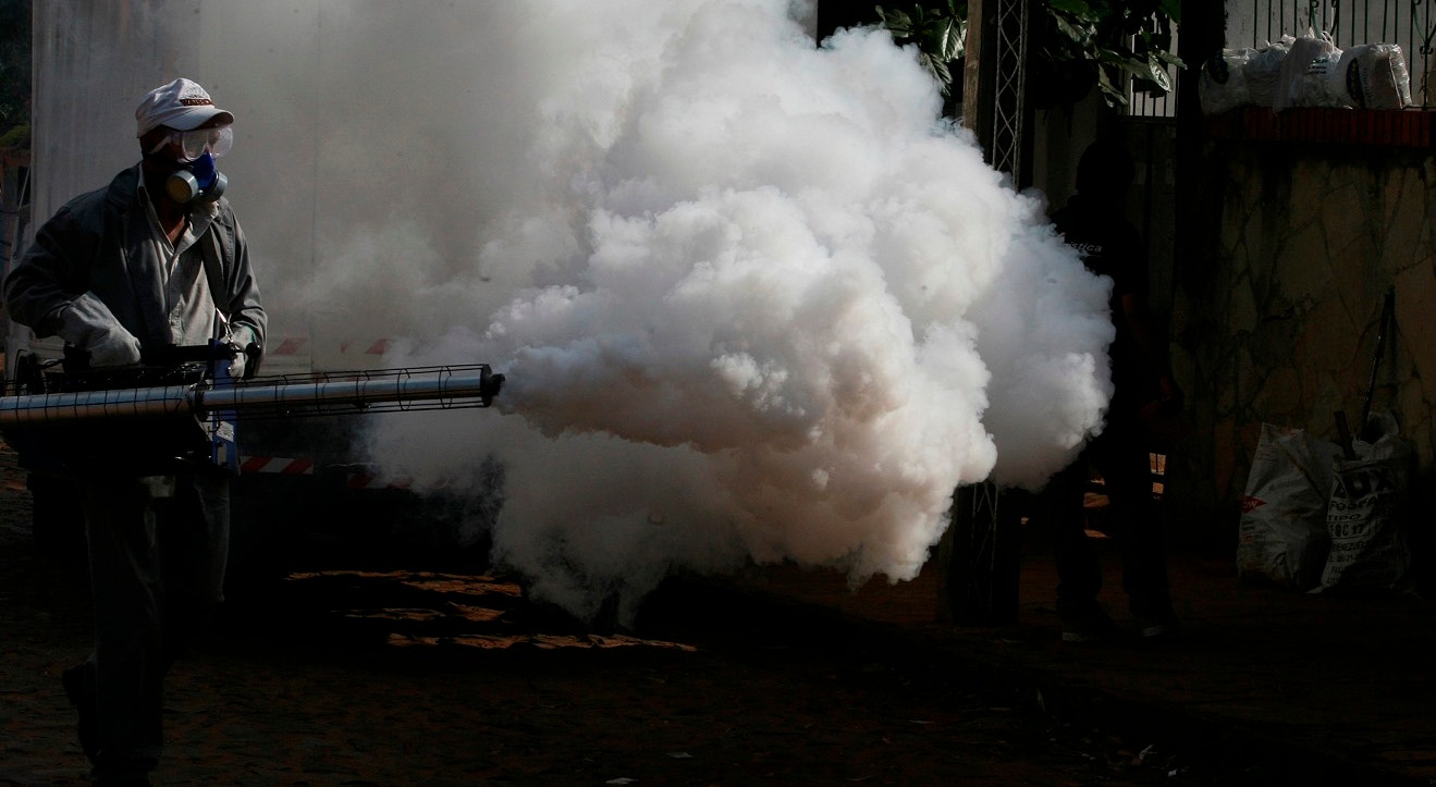  Paraguai, Assun&ccedil;&atilde;o, 2009. Fumiga&ccedil;&atilde;o de ruas para prevenir o cont&aacute;gio de Dengue| Jorge Adorno - Reuters 