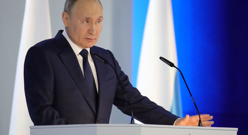 Vladimir Putin, Presidente da Rússia, no seu discurso à nação a 21 de abril de 2021
