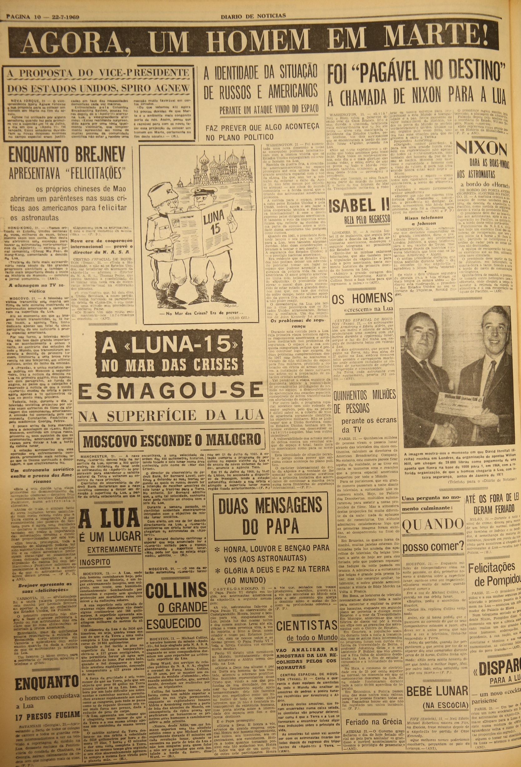  Jornal &quot;Di&aacute;rio de Not&iacute;cias&quot; (22 julho 1969)  