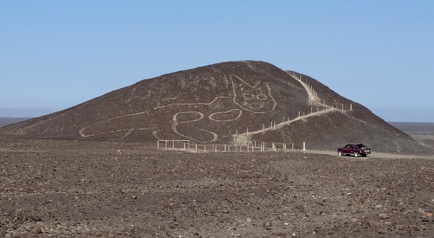  Geoglifo de um gato com 37 metros &eacute; o mais recente desenho descoberto no deserto de Nazca | Minist&eacute;rio da Cultura do Per&uacute; - EPA 