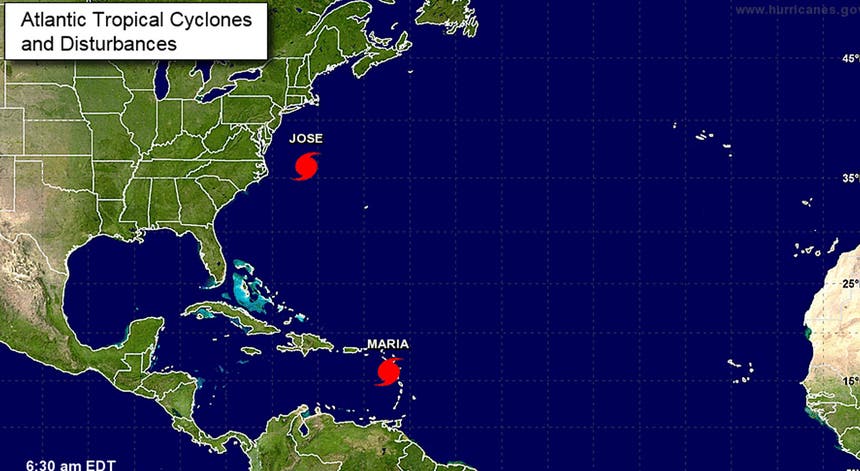 O furacão Maria devastou a ilha de Dominica. Grafismo: NHC O furacão Maria devastou a ilha de Dominica. Grafismo: NHC