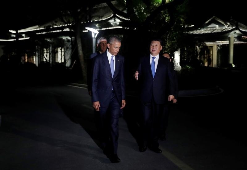 Barack Obama e Xi Jinping durante a cimeira do G20, no início de setembro.
