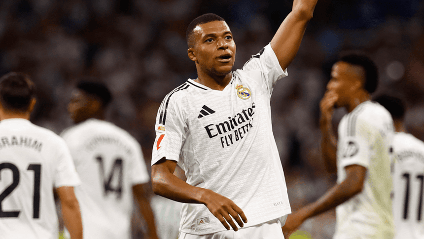 Imagem relacionada com a notícia: Mbappé finalmente marcou com a camisola do Real Madrid
