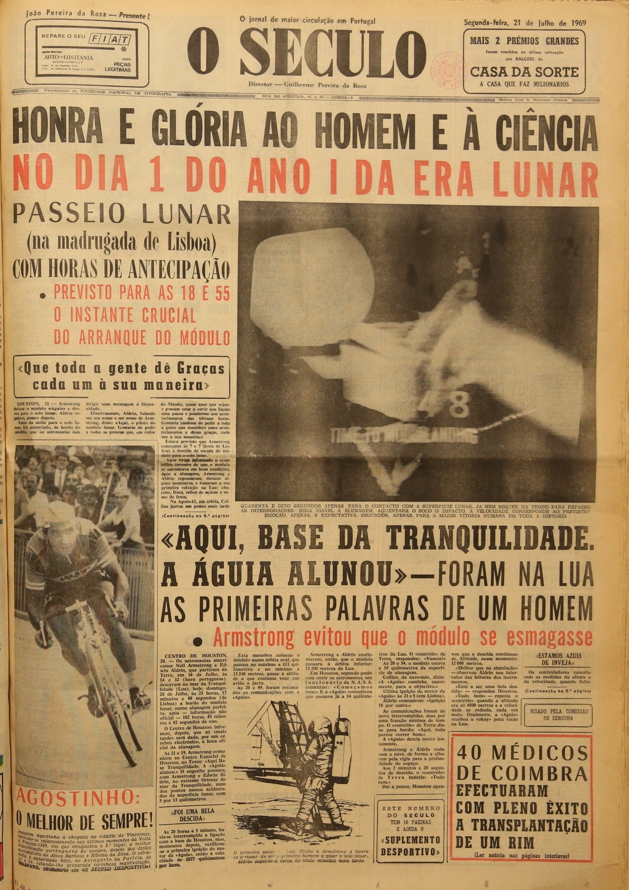 Jornal &quot;O S&eacute;culo&quot; (21 julho 1969)  