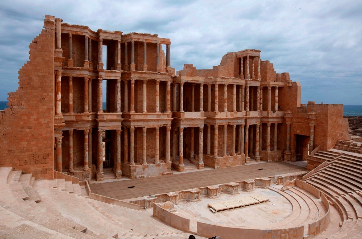  Libia, ru&iacute;nas romanas de Sabratha, correm alto risco de afundamentoIsmail Zetouni - Reuters  