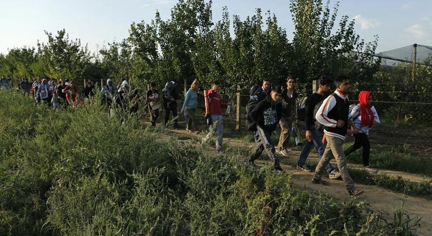 Refugiados caminham do lado sérvio ao longo da fronteira com a Croácia, perto de Sid. O país parece ser a nova rota dos migrantes que querem seguir para o centro da Europa.
