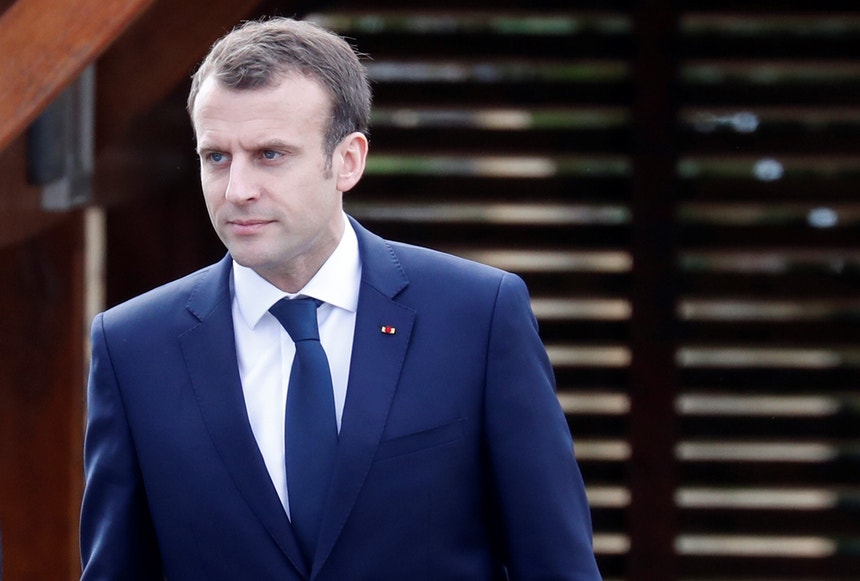 O Presidente francês, Emmanuel Macron, a 12 de abril de 2018
