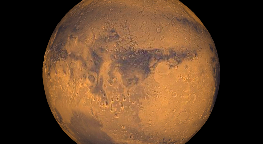O planeta Marte mostrando a Terra Meridianis numa foto sem data da NASA O planeta Marte mostrando a Terra Meridianis numa foto sem data da NASA