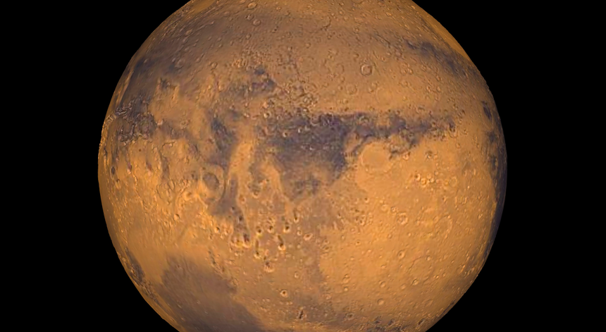 O planeta Marte mostrando a Terra Meridianis numa foto sem data da NASA