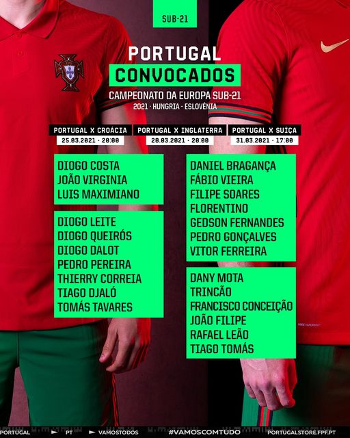 Portugal on X: Convocados para os Sub-21 ✓ #VamosComTudo https