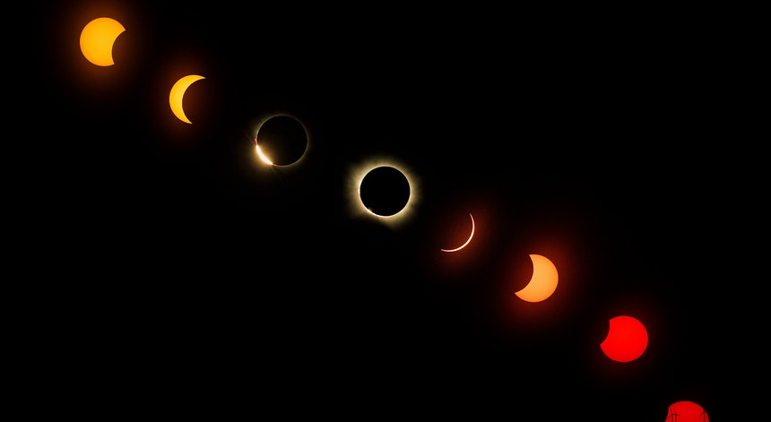 Imagem ilustrativa: Eclipse total do sol. O fenómeno visto a partir de Portugal