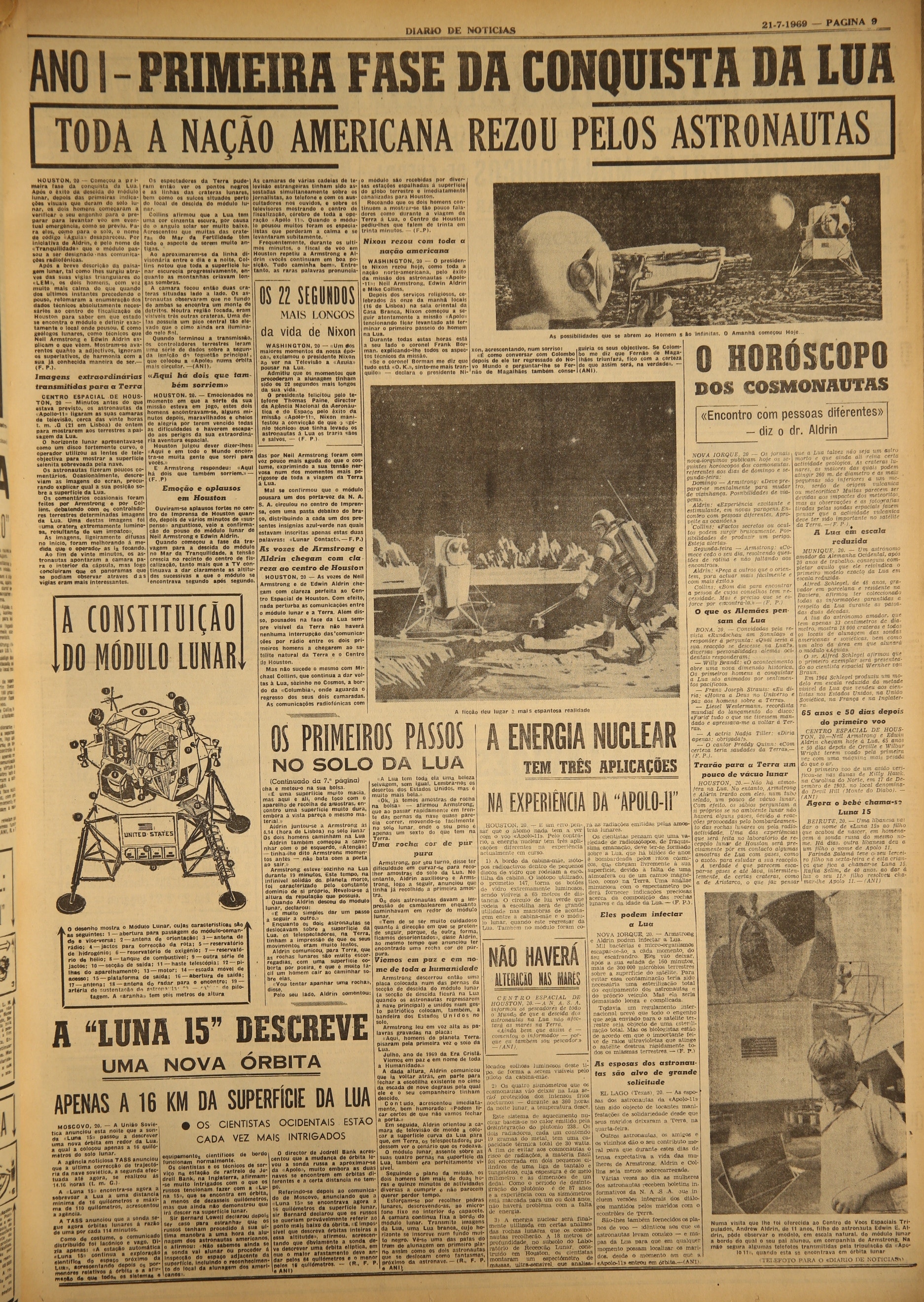  Jornal &quot;Di&aacute;rio de Not&iacute;cias&quot; (21 julho 1969)  