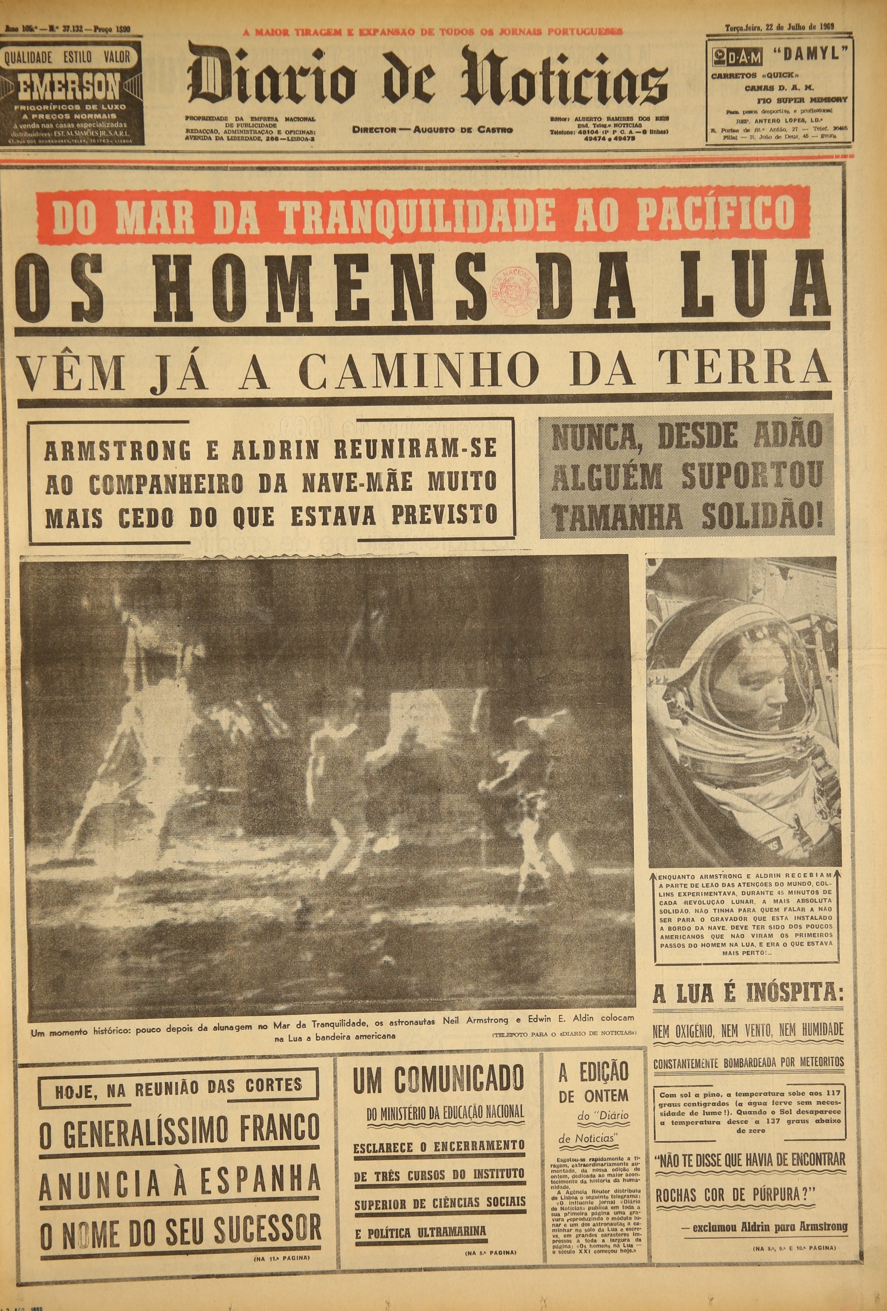  Jornal &quot;Di&aacute;rio de Not&iacute;cias&quot; (22 julho 1969)  