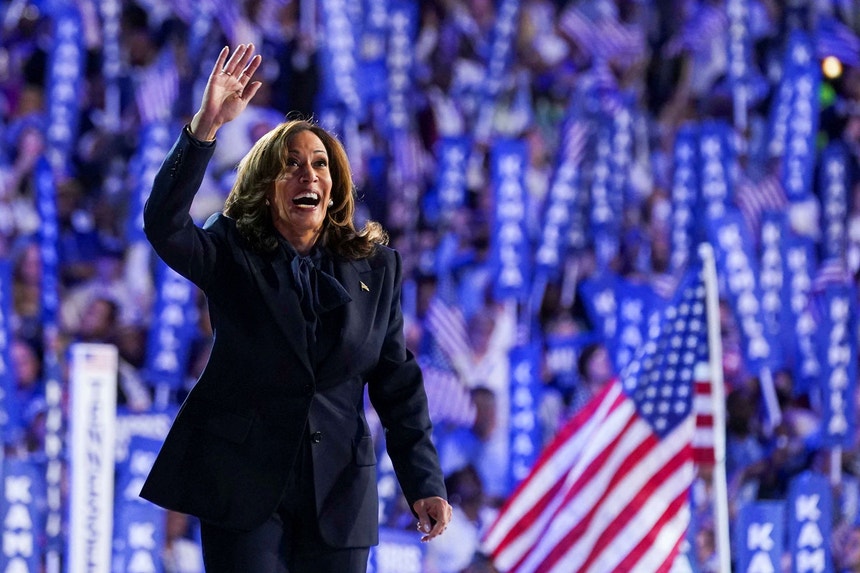 Kamala Harris na convenção do Partido Democrata em agosto de 2024
