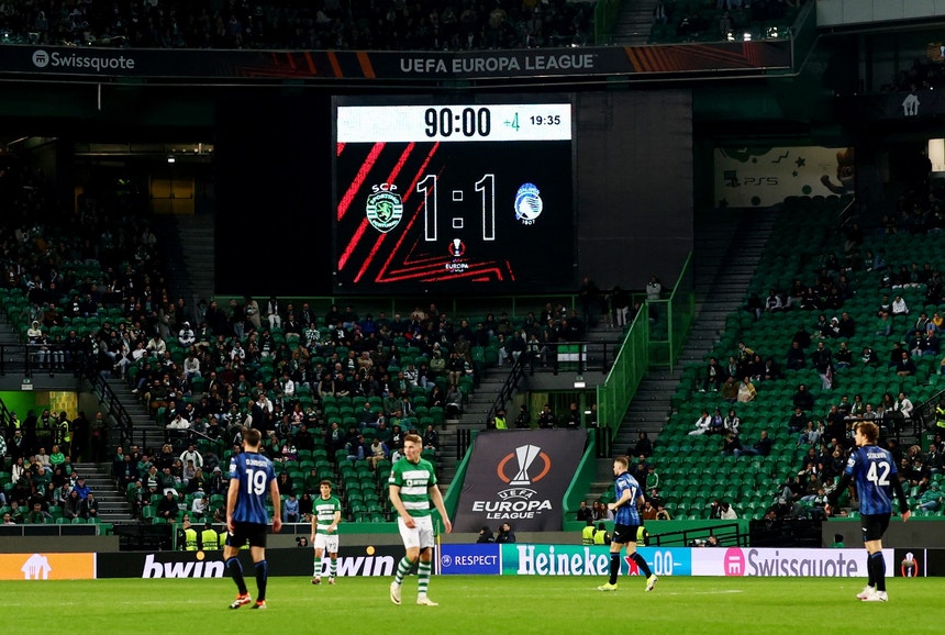 Sporting e Atalanta empataram-se na primeira mão dos oitavos de final da Liga Europa
