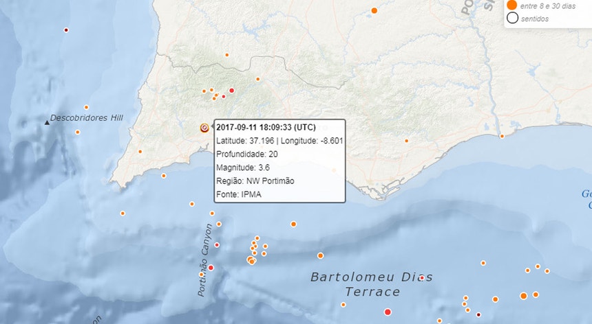 O sismo foi registado pelo IPMA
