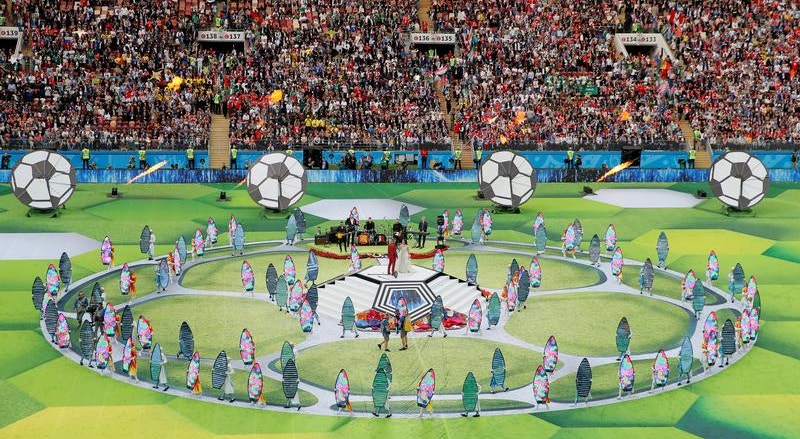 Imagens da cerimónia de abertura do Mundial 2018, em Moscovo
