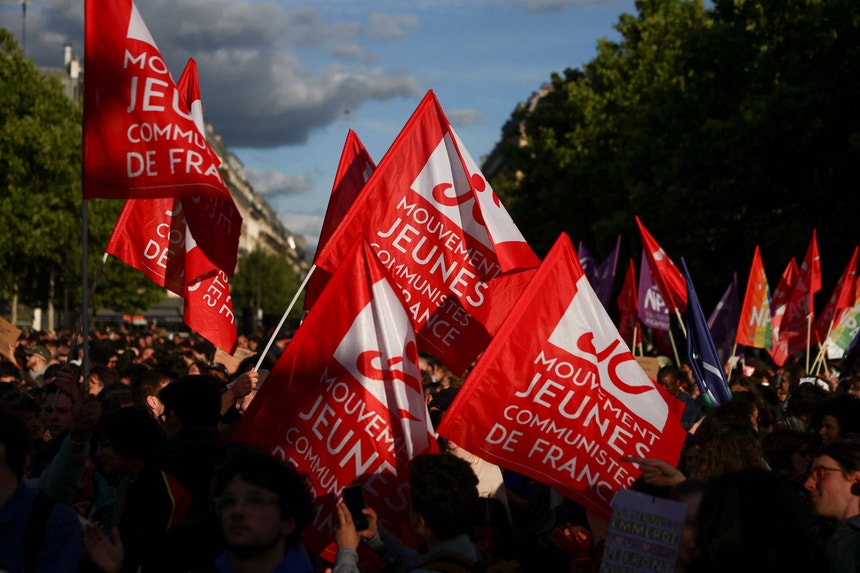 Manifestação anti extrema-direita em França, a 10 de junho de 2024, após as eleições francesas
