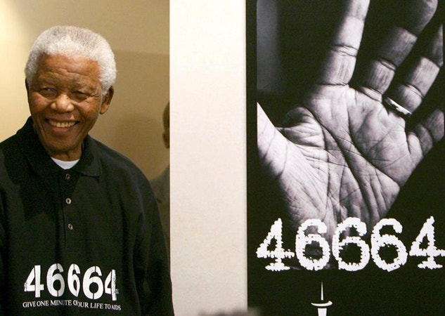  O n&uacute;mero do ex-preso Mandela, deu em 2007, nome ao concerto "46664" no Dia Mundial do SIDA. Juda Ngwenya / Reuters  