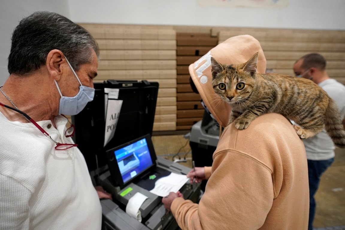  Kentucky, o gato TiTi testemunha o voto da dona | Bryan Woolston - Reuters  