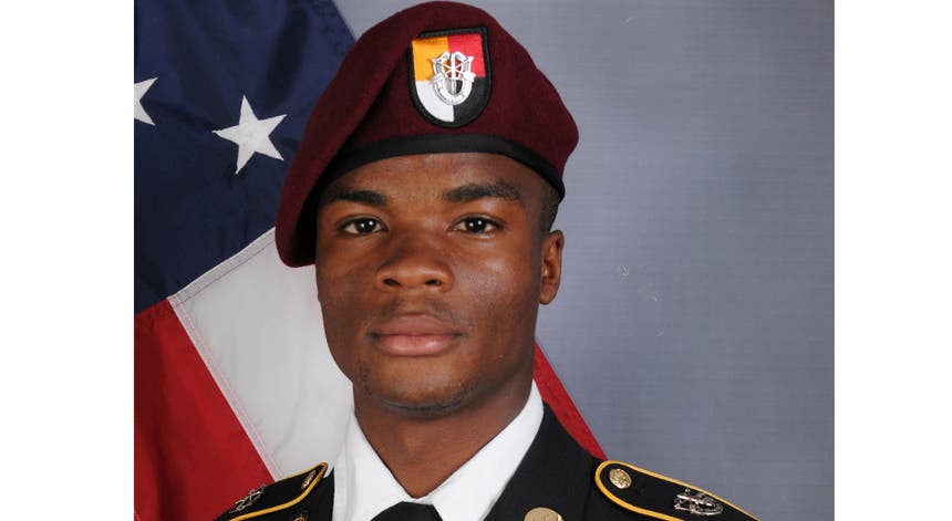 O sargento do exército dos EUA, La David Johnson, morto em combate a 4 de Outubro de 2017. Foto: Reuters O sargento do exército dos EUA, La David Johnson, morto em combate a 4 de Outubro de 2017. Foto: Reuters