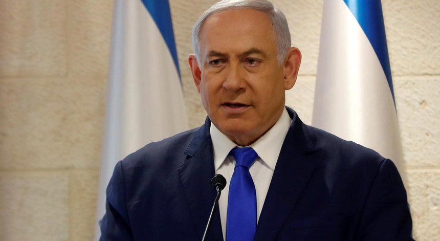 O primeiro-ministro de Israel, Benjamin Netanyahu, numa confer~encia de imprensa a 09 de setembro de 2019
