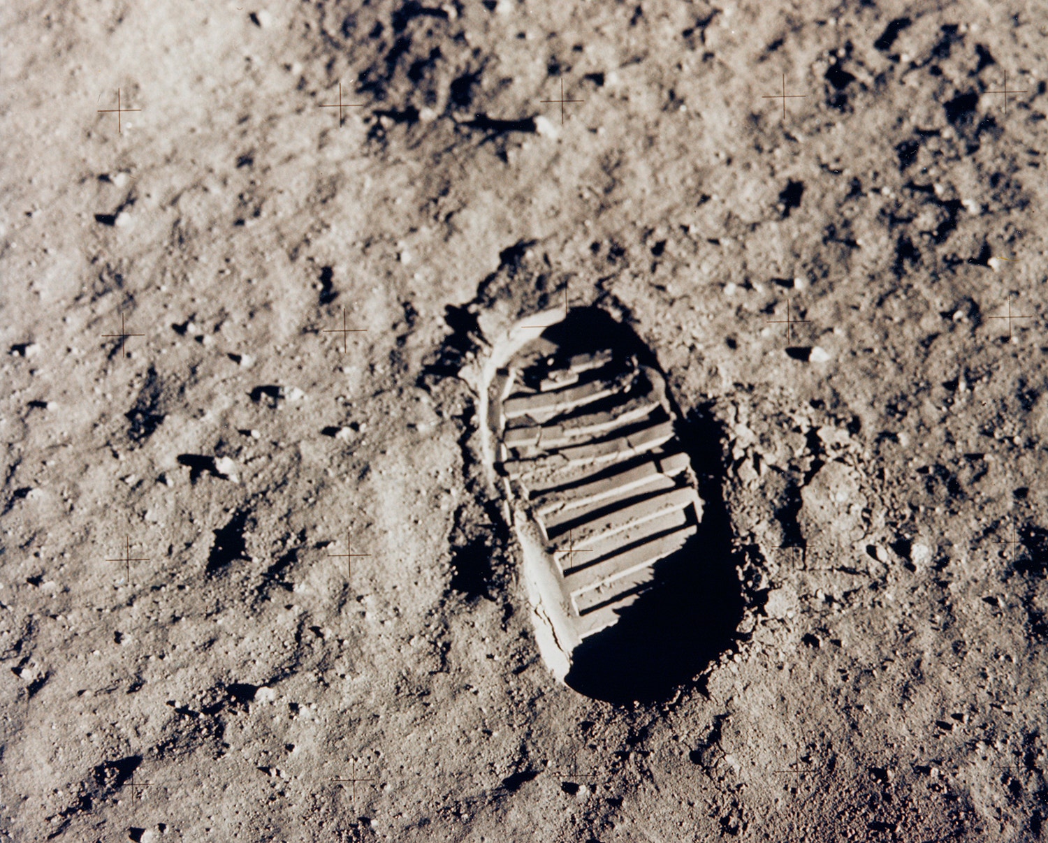  A ic&oacute;nica pegada de Edwin Aldrin na superf&iacute;cie lunar. /Cr&eacute;dito: NASA 
