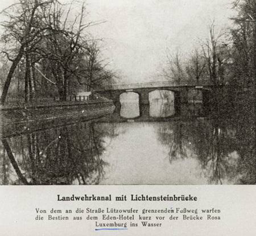  Not&iacute;cia de jornal sobre a descoberta do presum&iacute;vel cad&aacute;ver de Rosa Luxemburgo. 