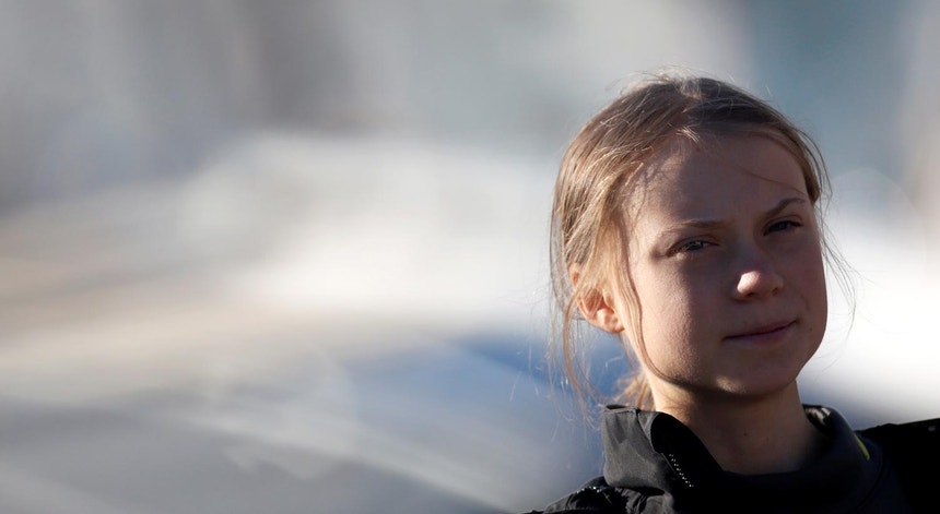 Greta Thunberg na chegada a Lisboa esta terça-feira. 

