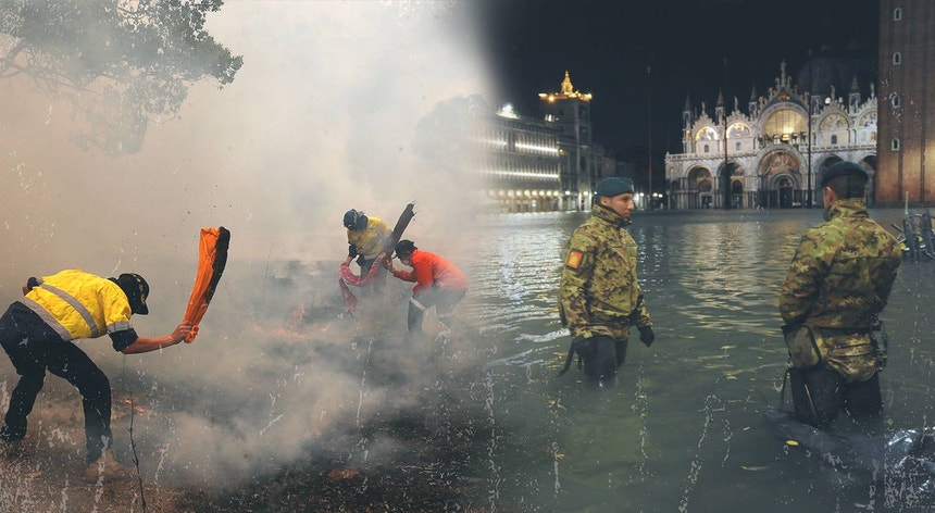 Imagem dos fogos na Austrália e inundações em Veneza
