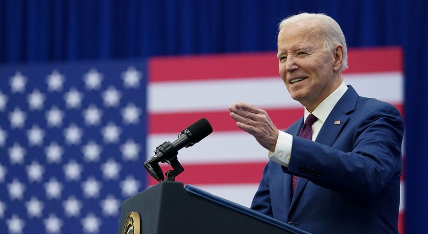 Joe Biden, em campanha no New Hampshire a 11 de março, para a reeleição para a Casa Branca
