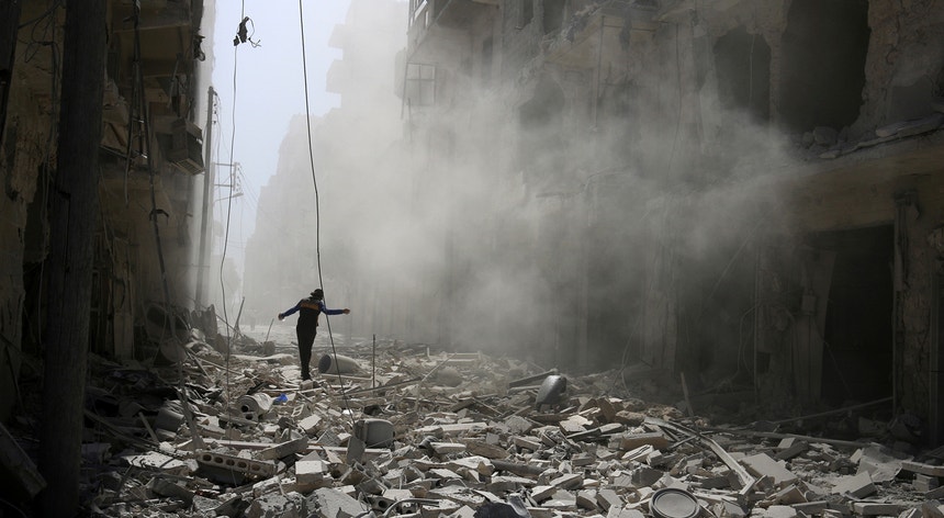 Alepo, Síria, a 25 de setembro de 2016. A cidade está em escombros após cinco anos de guerra
