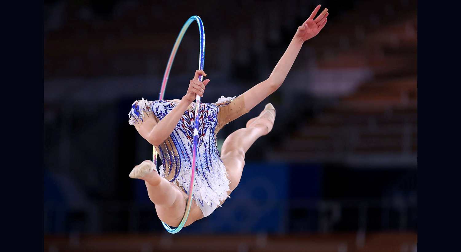  Durante a qualifica&ccedil;&atilde;o, de gin&aacute;stica r&iacute;tmica Individual All-Around, da atleta japonesa Chisaki Oiwa. | Foto: Lindsey Wasson - Reuters 