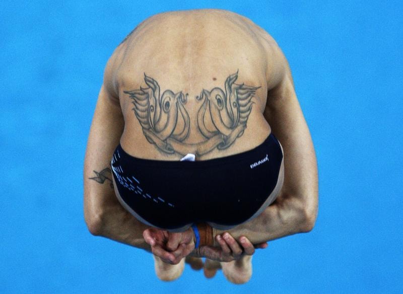  O colombiano Juan Guillermo Uran, na final de saltos para a &aacute;gua, Ol&iacute;mpicos de 2008. Jason Reed / Reuters 