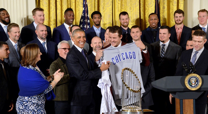 Obama recebeu os novos campeões de basebol
