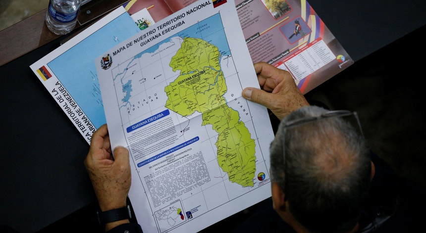 O novo mapa da Guiana Essequiba aprovado pela Assembleia Nacional da Venezuela em dezembro de 2023
