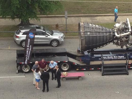 Exposição de um dos motores RS-25 Foto: NASA Exposição de um dos motores RS-25