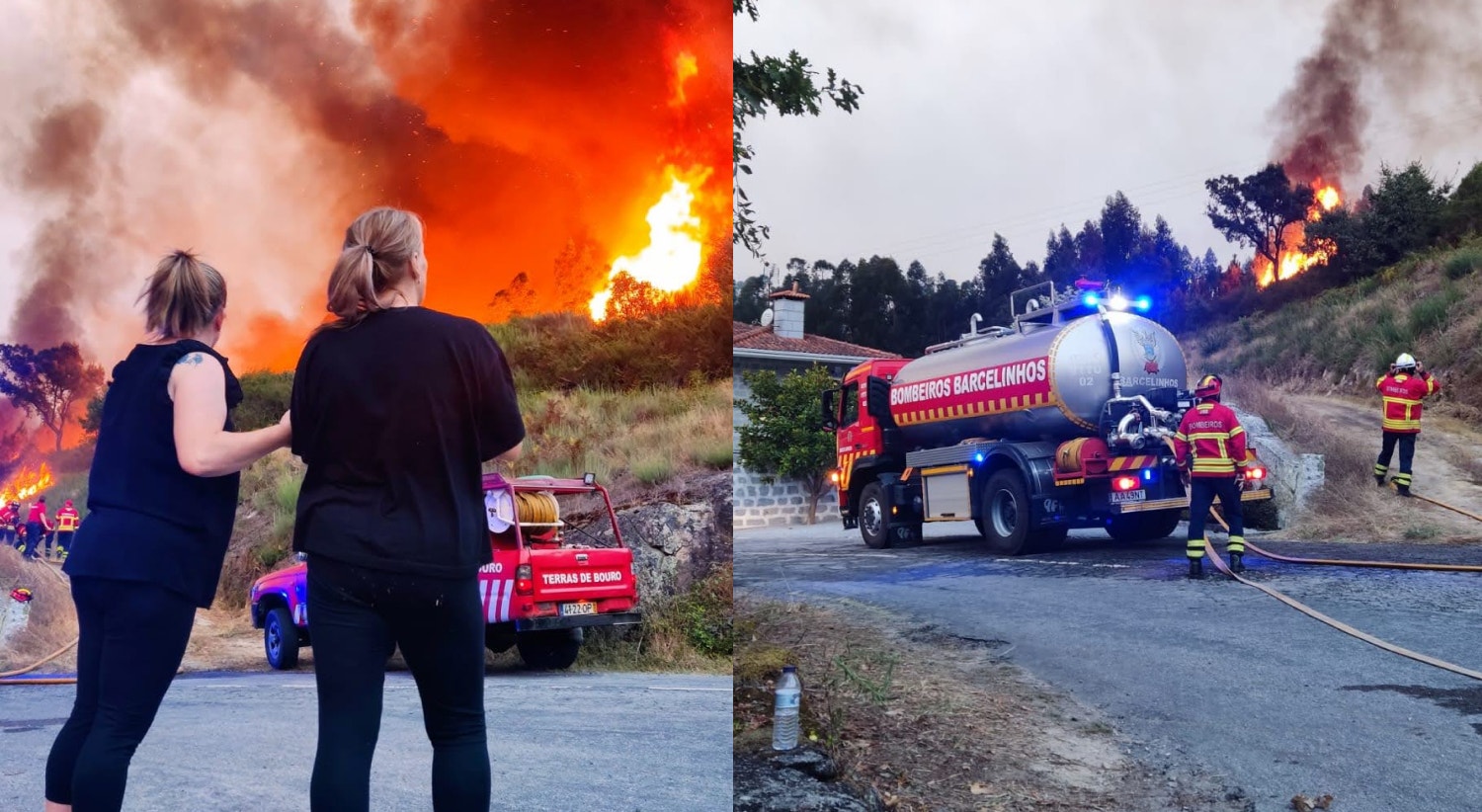  Habitantes presenciam o combate &agrave;s chamas por alguns dos milhares de operacionais que estiveram envolvidos. P&oacute;voa de Lanhoso. / Foto: Emanuel Boavista - RTP 