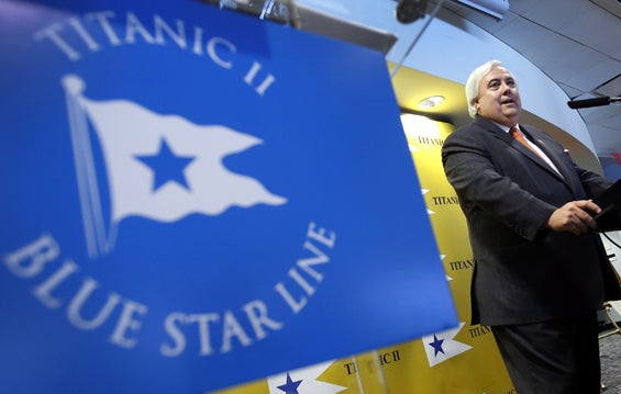 Clive Palmer e o seu projeto para o Titanic II em 2013 Foto: Reuters