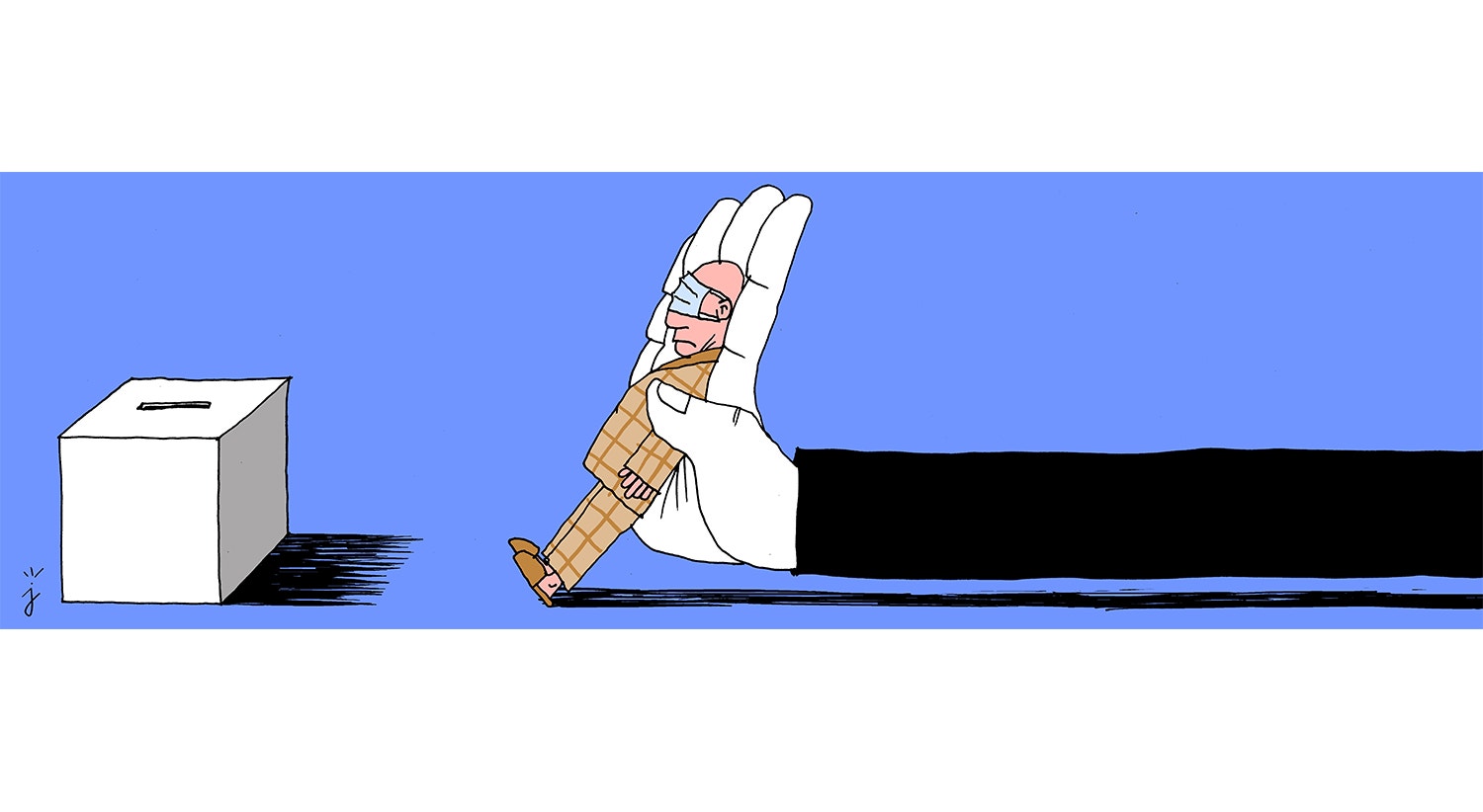  O grande desafio destas elei&ccedil;&otilde;es: conseguir levar a votar o eleitor adormecido e cego pelo &uacute;nico assunto do momento (covid). Do ilustrador Ant&oacute;nio Jorge Goncalves 