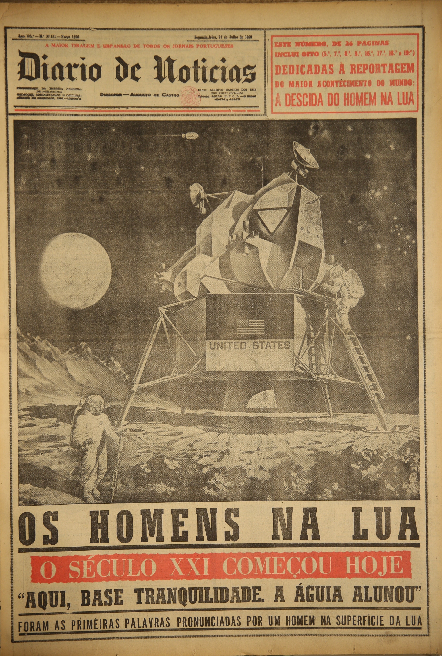  Jornal &quot;Di&aacute;rio de Not&iacute;cias&quot; (21 julho 1969)  