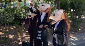 "Cabeças de peixe podre" em protesto na Cimeira dos Oceanos