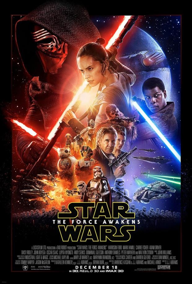 Poster oficial do file "Star Wars: The Force Awakens" a lan&ccedil;ar a 18 de dezembro de 2015 Foto: Walt Disney Co