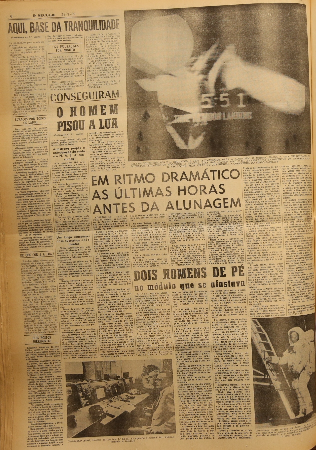  Jornal &quot;O S&eacute;culo&quot; (21 julho 1969)  