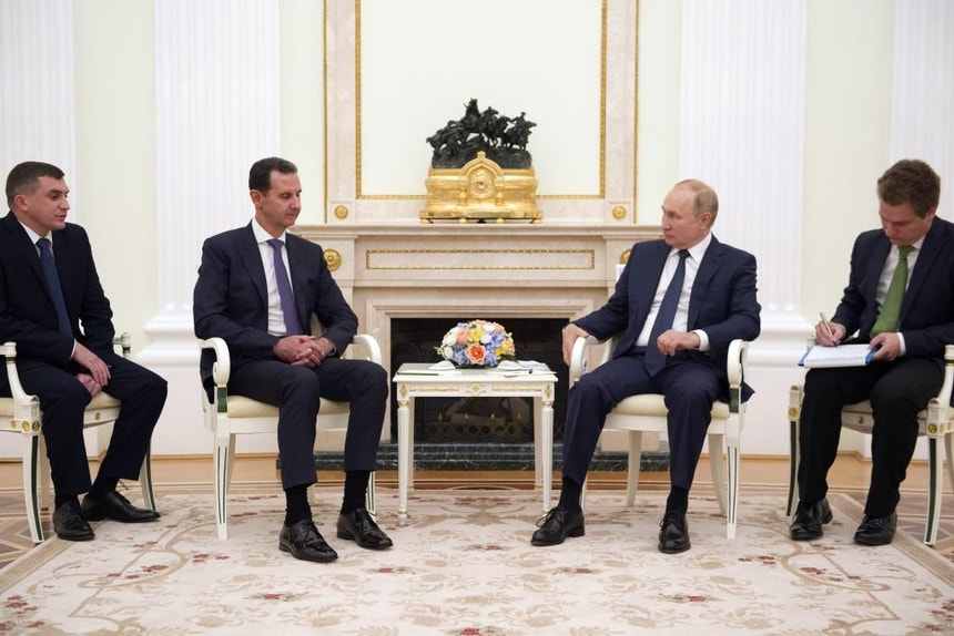 O encontro com Bashar al-Assad foi um dos últimos compromissos de Vladimir Putin, antes de entrar em regime de isolamento
